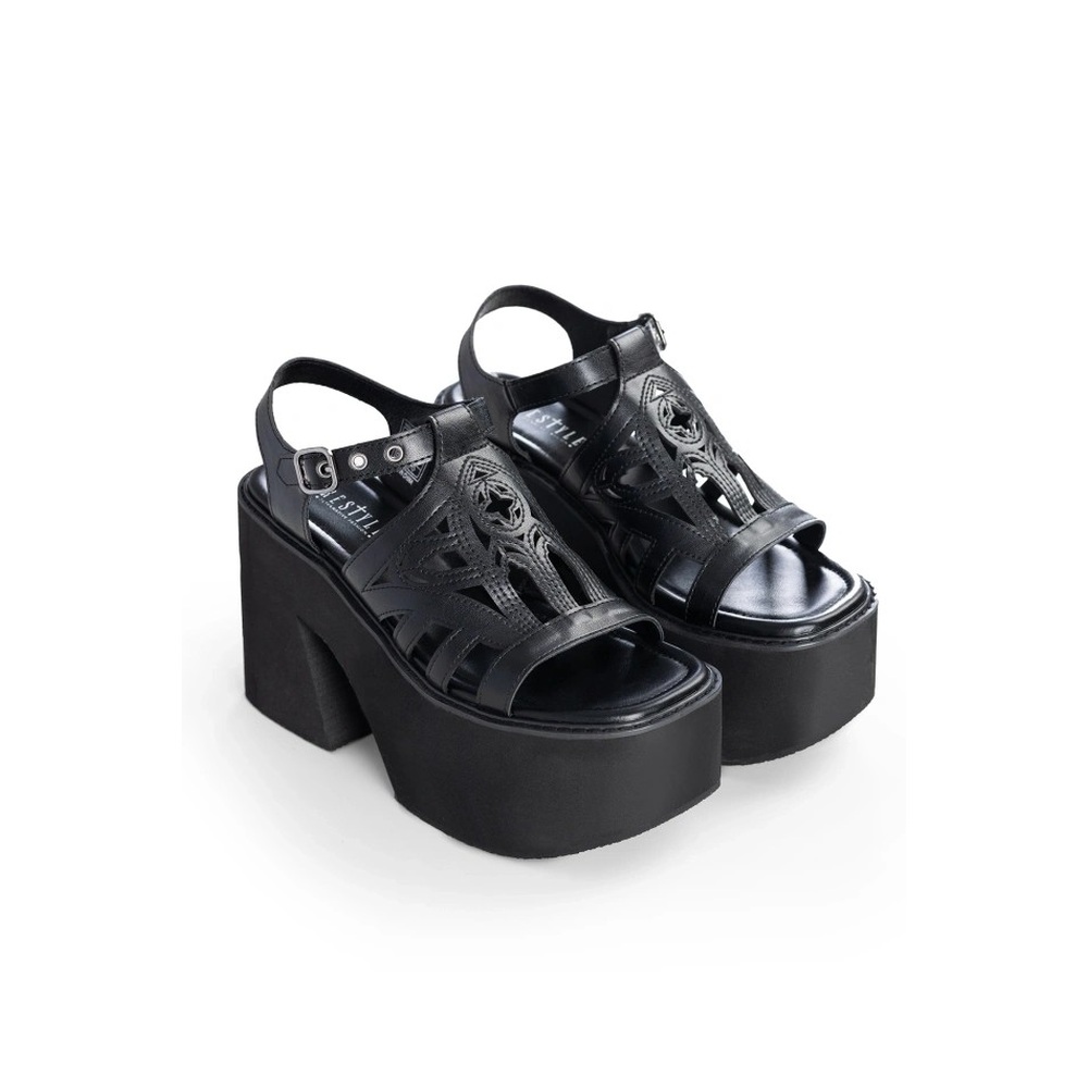 Restyle - Mortelle Plateausandalen - Schwarz